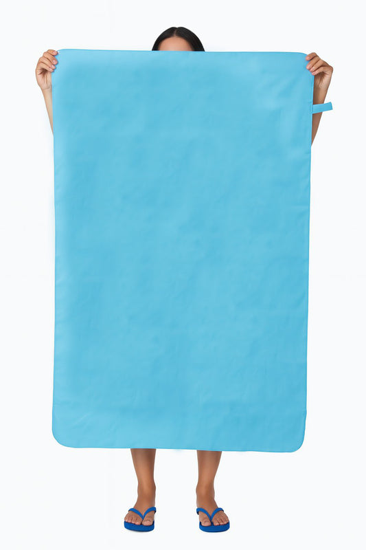 Toalla De Microfibra Secado Rápido 130x80cm Azul Celeste