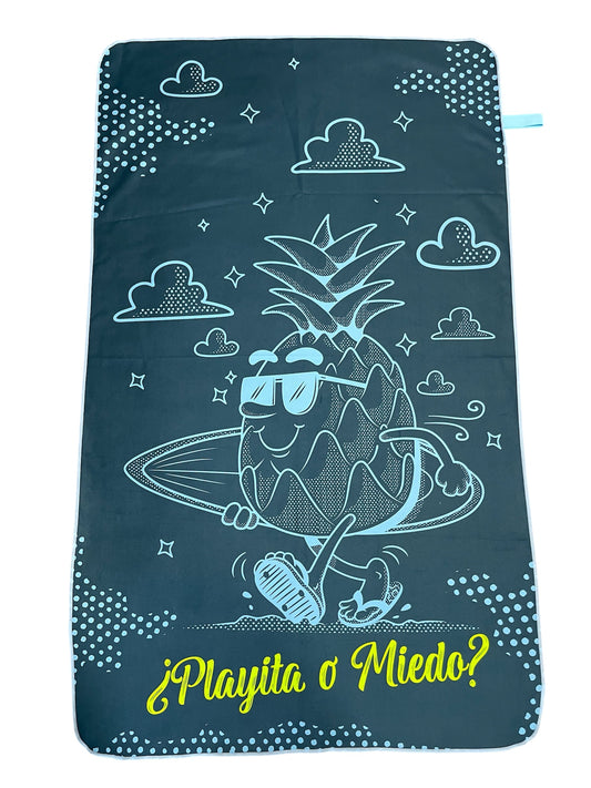 Toallas De Microfibra Estampadas 130x80cm Playita o Miedo Azul