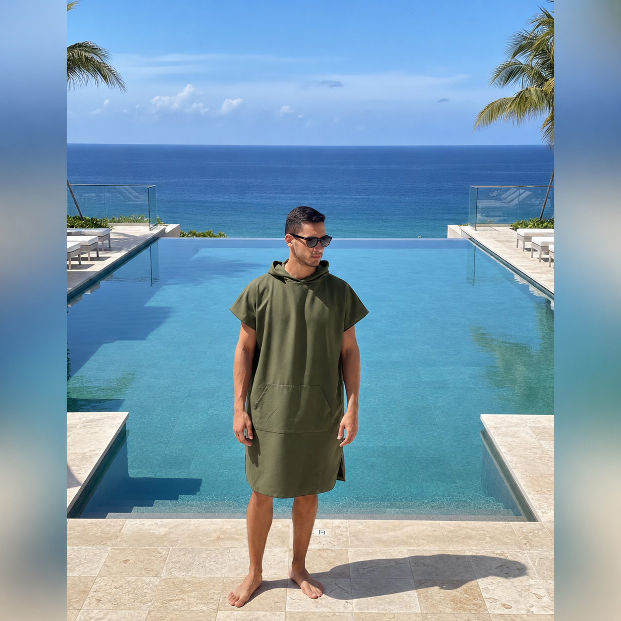 Tomic Poncho Toalla de Microfibra Unicolor | Secado Rápido